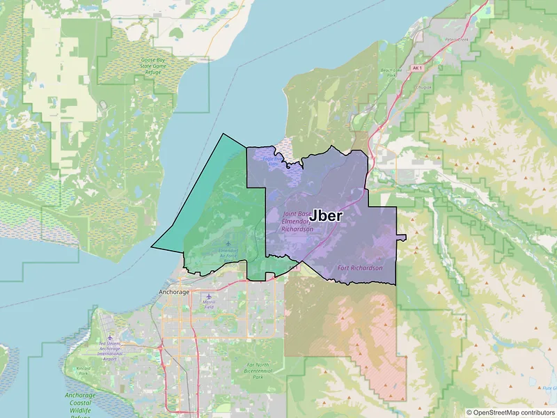 Map of JBER, Alaska and ZIP codes