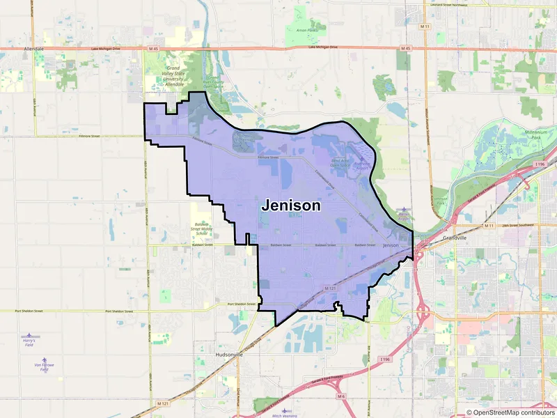 Map of Jenison, Michigan and ZIP codes