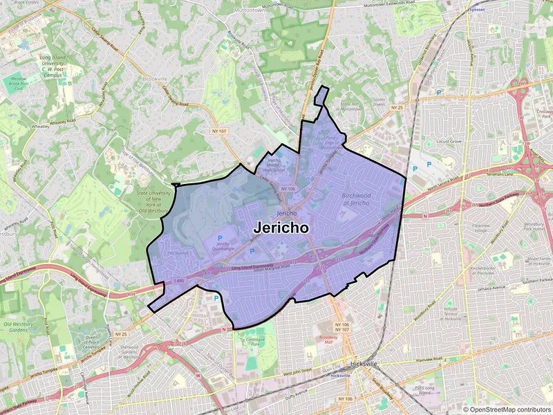 Map of Jericho, New York and ZIP codes