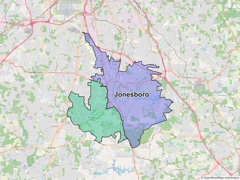 Map of Jonesboro, Georgia and ZIP codes