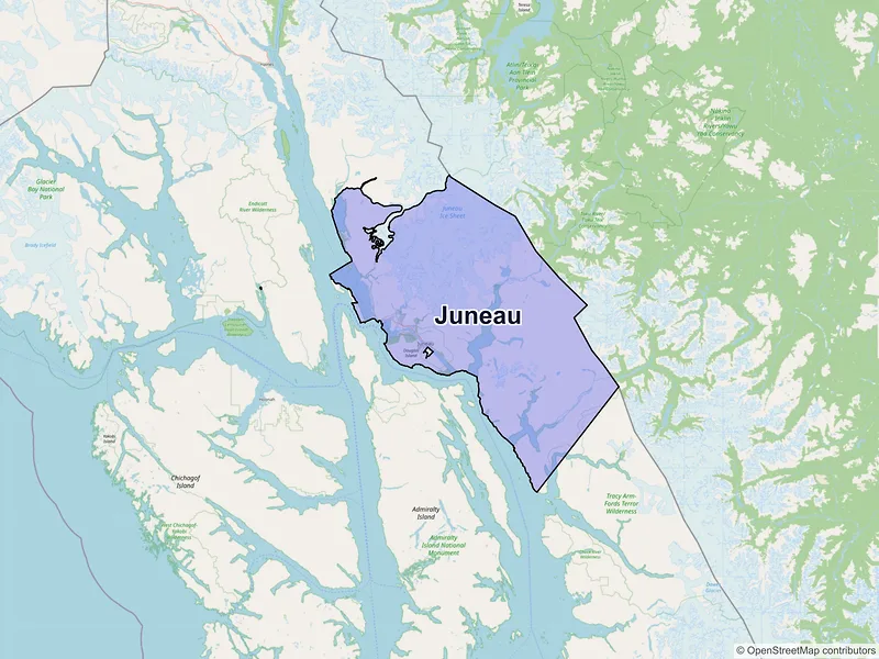 Map of Juneau, Alaska and ZIP codes