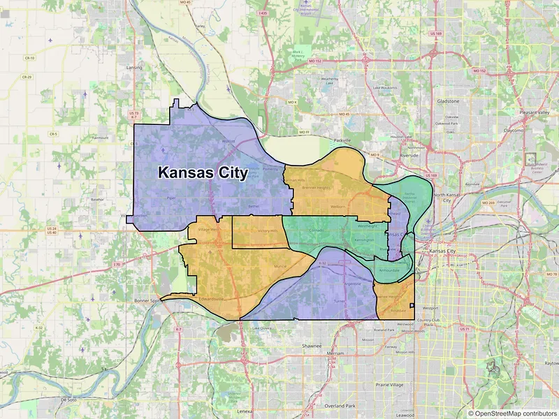 Map of Kansas City, Kansas and ZIP codes