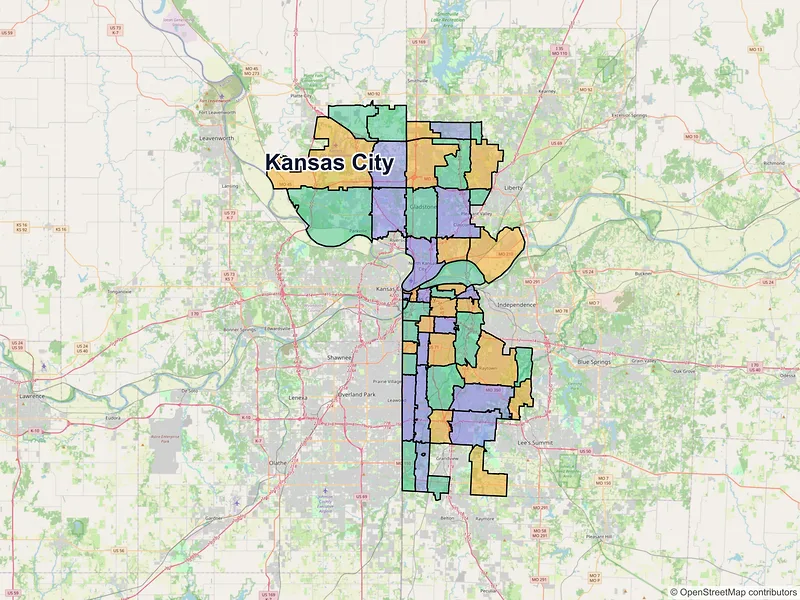 Map of Kansas City, Missouri and ZIP codes