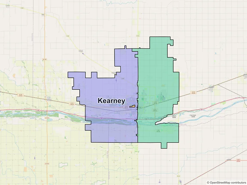 Map of Kearney, Nebraska and ZIP codes