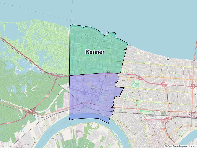 Map of Kenner, Louisiana and ZIP codes
