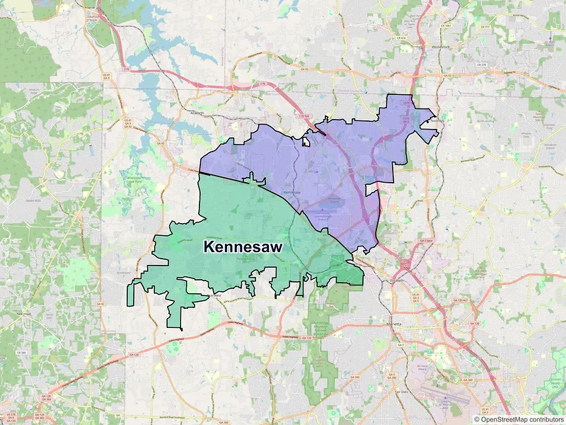 Map of Kennesaw, Georgia and ZIP codes