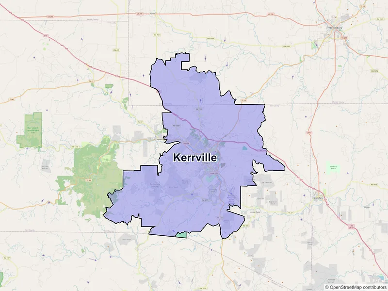 Map of Kerrville, Texas and ZIP codes