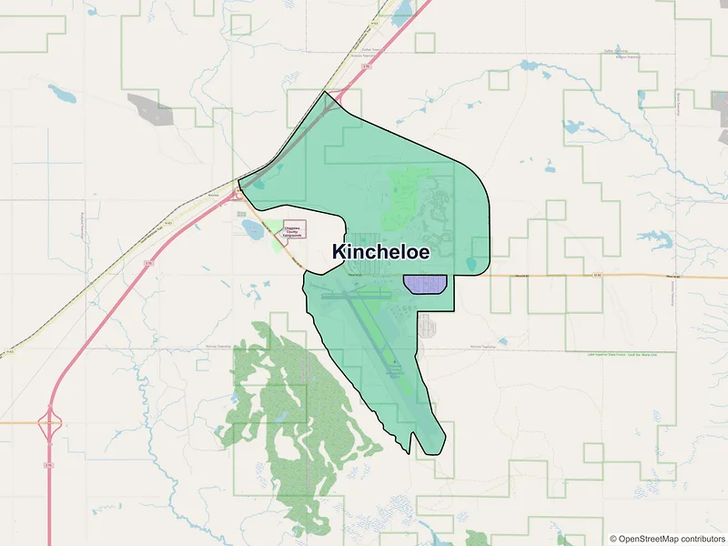 Map of Kincheloe, Michigan and ZIP codes
