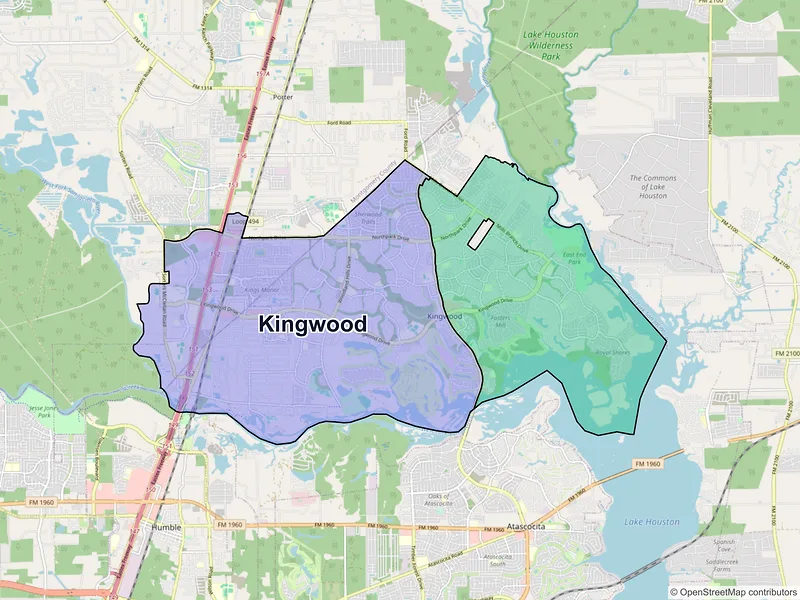Map of Kingwood, Texas and ZIP codes