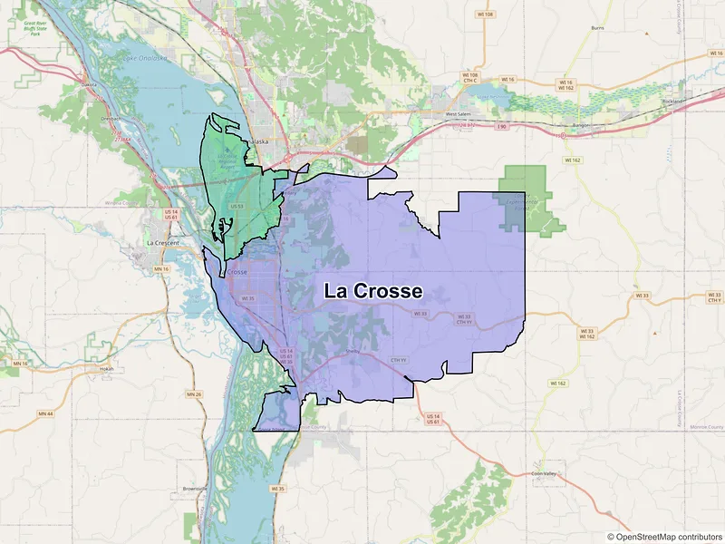 Map of La Crosse, Wisconsin and ZIP codes