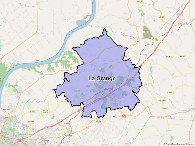 Map of La Grange, Kentucky and ZIP codes