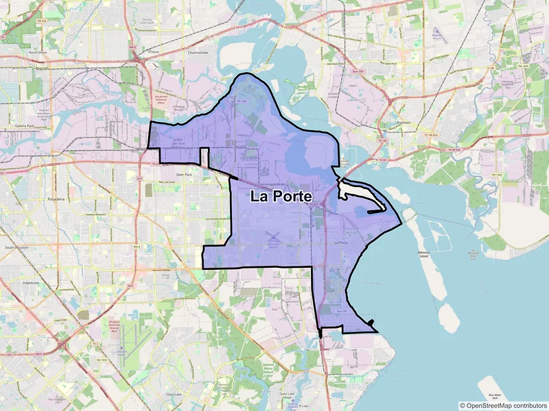 Map of La Porte, Texas and ZIP codes
