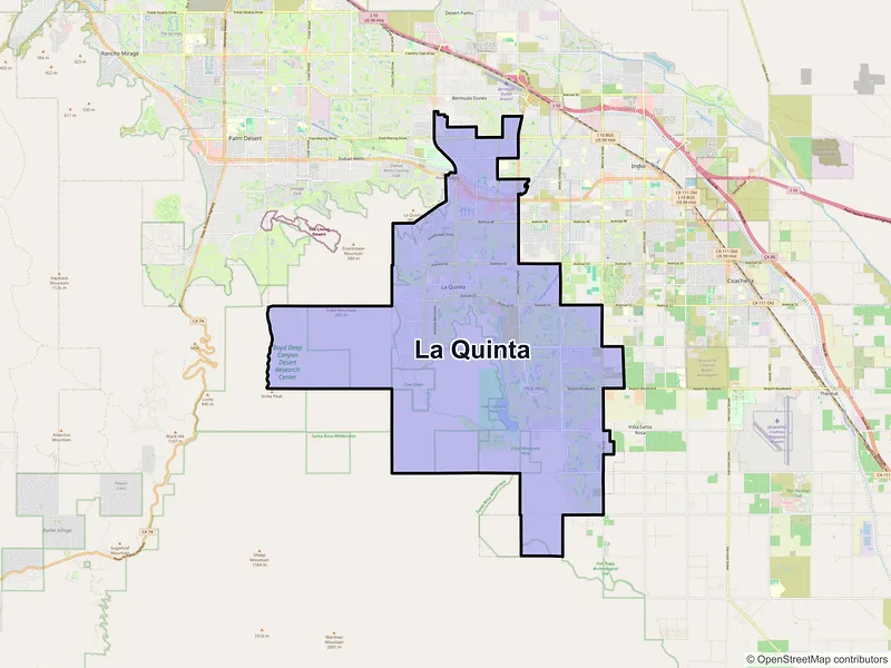 Map of La Quinta, California and ZIP codes