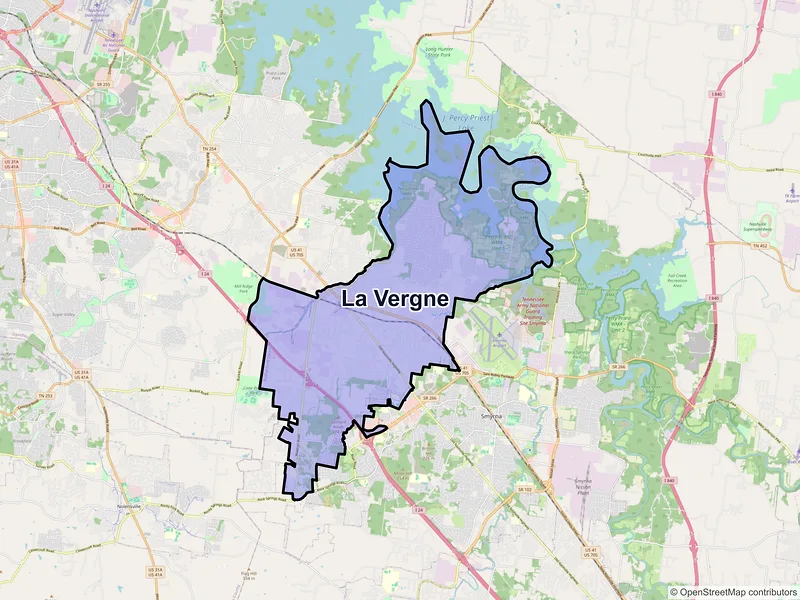 Map of La Vergne, Tennessee and ZIP codes