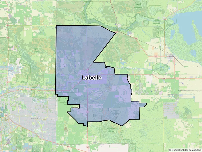 Map of Labelle, Florida and ZIP codes