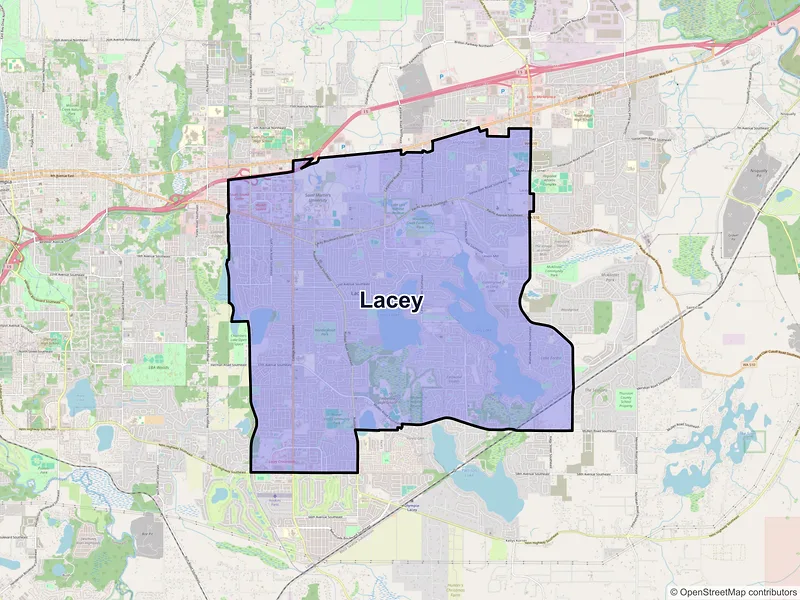 Map of Lacey, Washington and ZIP codes