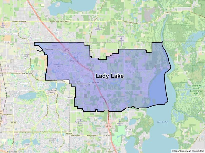 Map of Lady Lake, Florida and ZIP codes