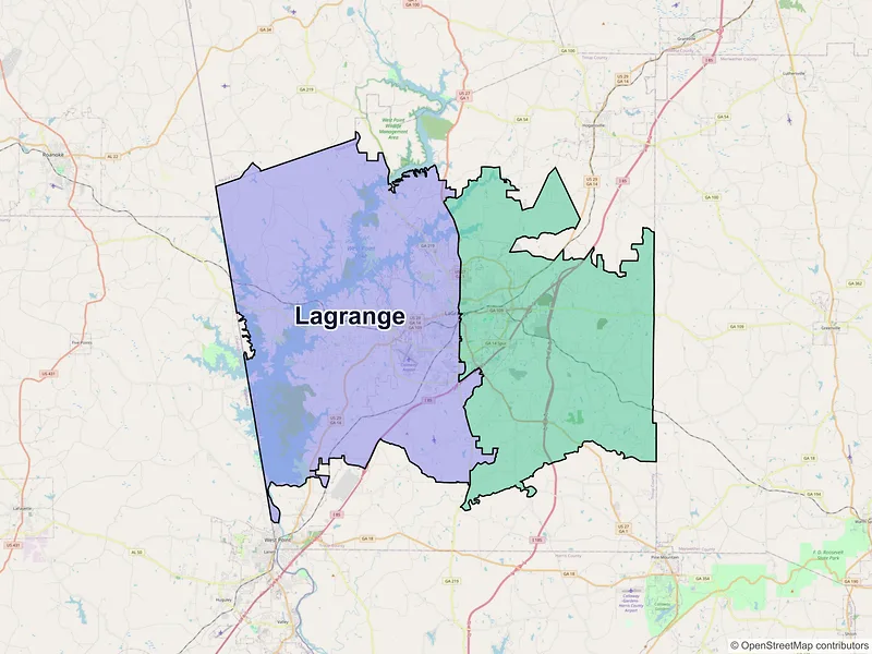 Map of Lagrange, Georgia and ZIP codes