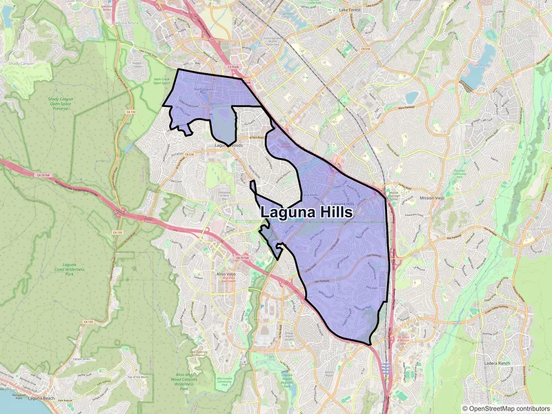 Map of Laguna Hills, California and ZIP codes