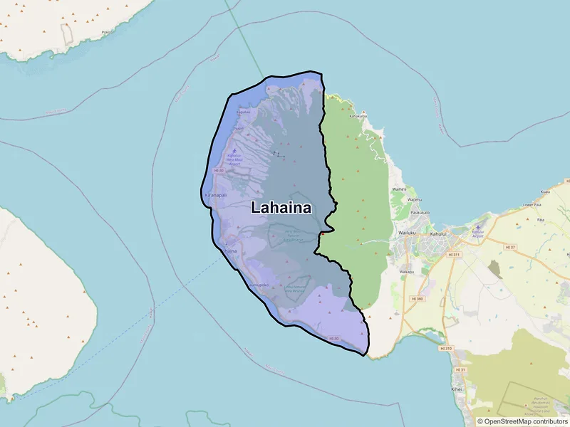 Map of Lahaina, Hawaii and ZIP codes