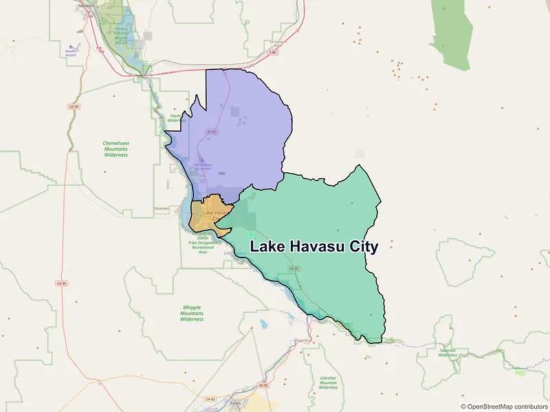 Map of Lake Havasu City, Arizona and ZIP codes