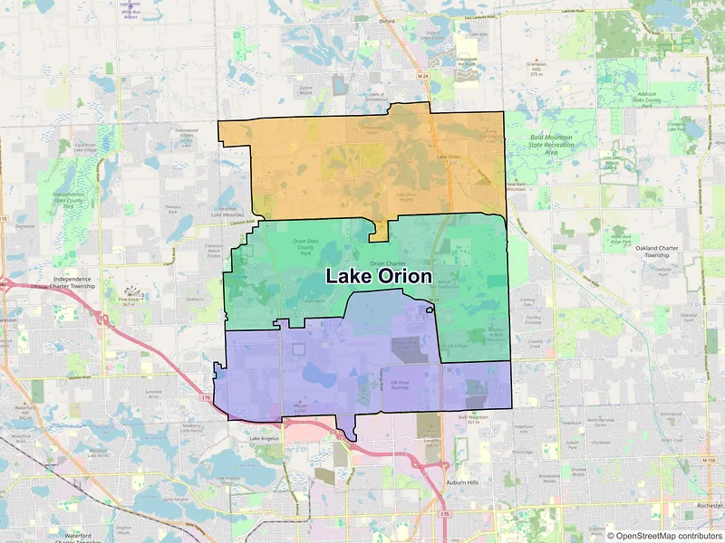 Map of Lake Orion, Michigan and ZIP codes