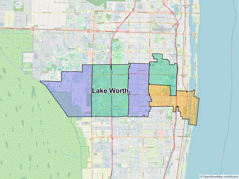 Map of Lake Worth, Florida and ZIP codes