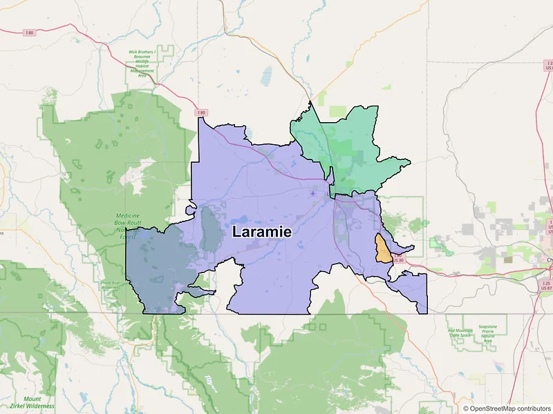 Map of Laramie, Wyoming and ZIP codes