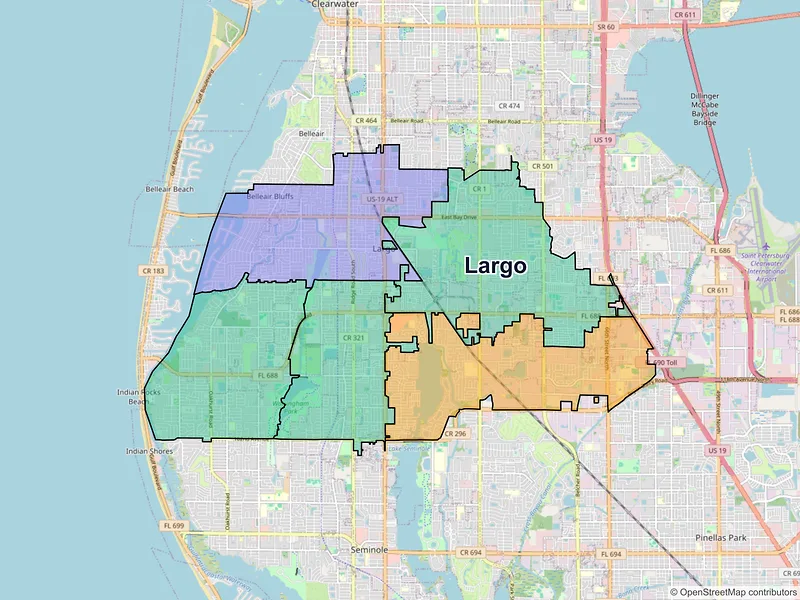 Map of Largo, Florida and ZIP codes