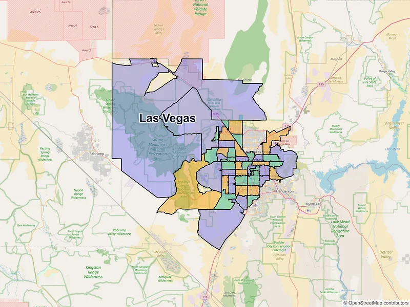 Map of Las Vegas, Nevada and ZIP codes