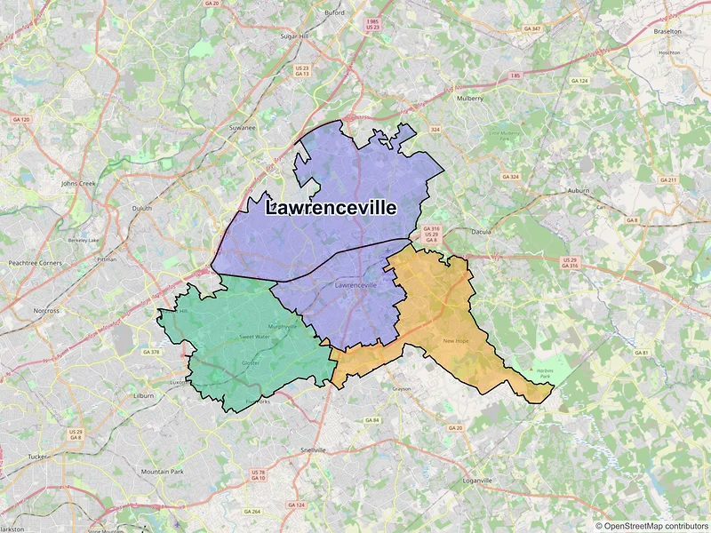 Map of Lawrenceville, Georgia and ZIP codes