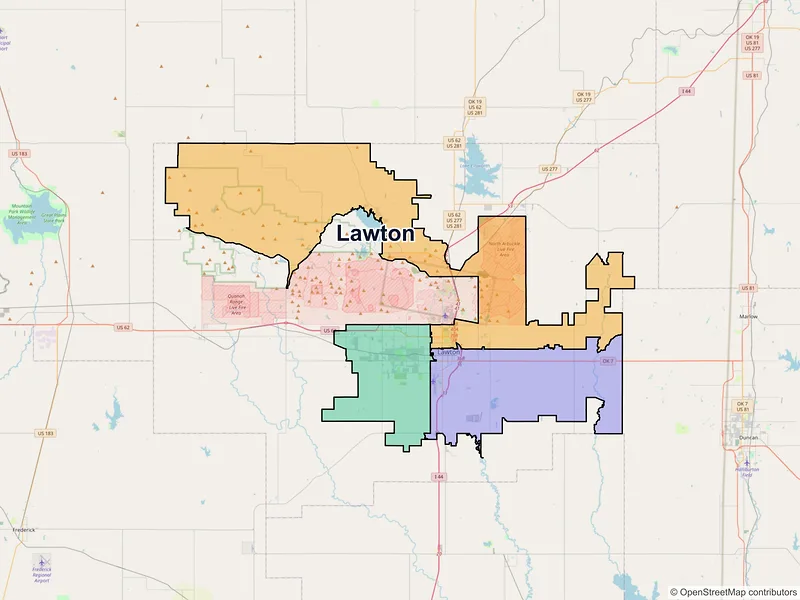 Map of Lawton, Oklahoma and ZIP codes