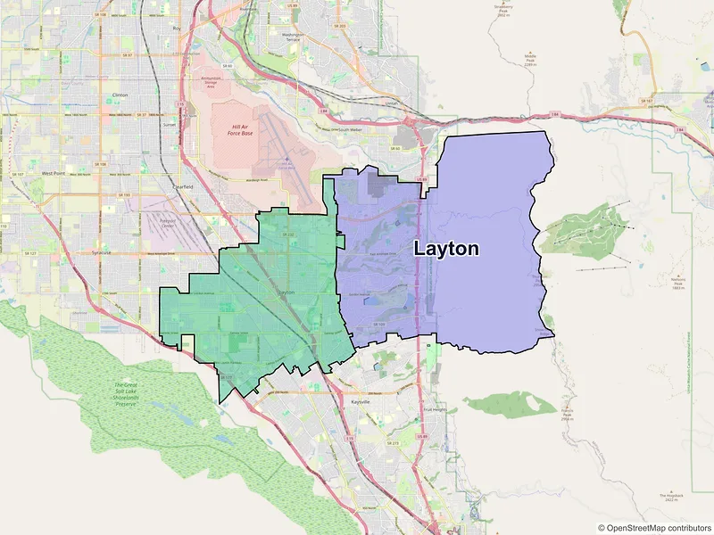 Map of Layton, Utah and ZIP codes