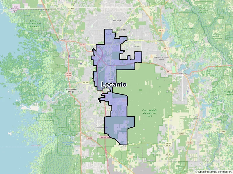 Map of Lecanto, Florida and ZIP codes