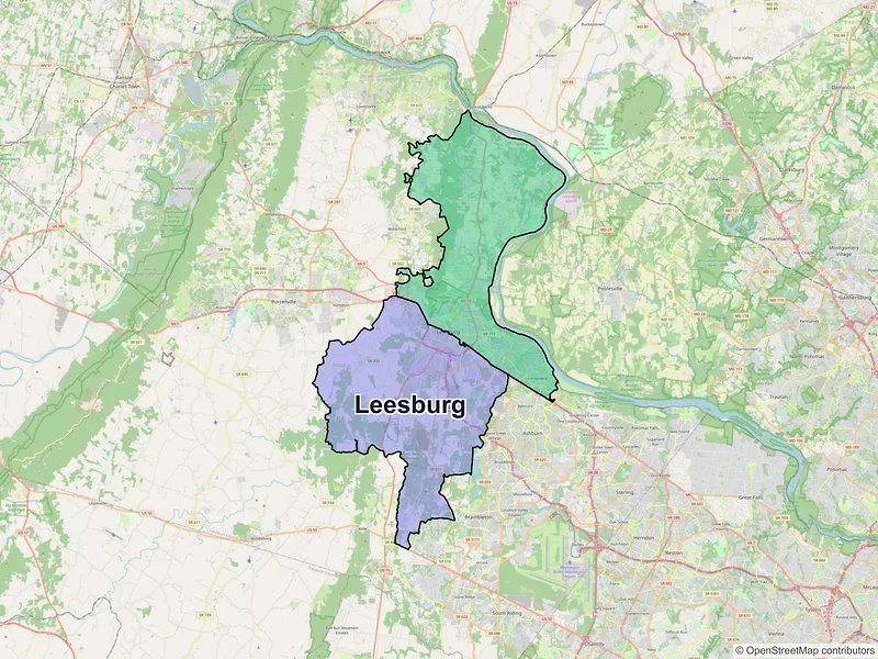 Map of Leesburg, Virginia and ZIP codes