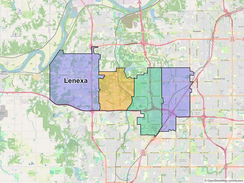 Map of Lenexa, Kansas and ZIP codes