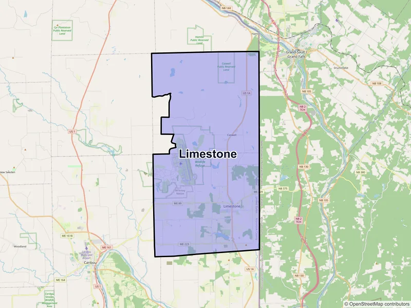 Map of Limestone, Maine and ZIP codes