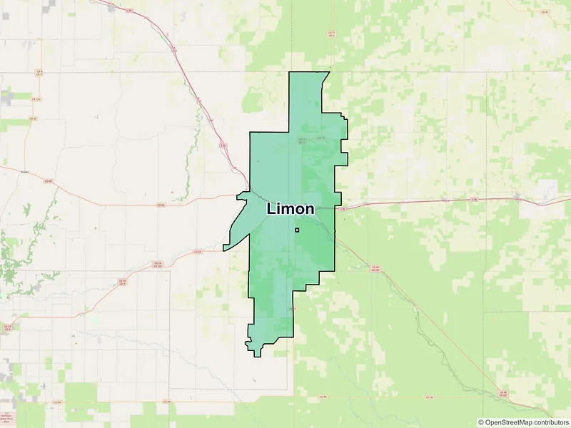 Map of Limon, Colorado and ZIP codes
