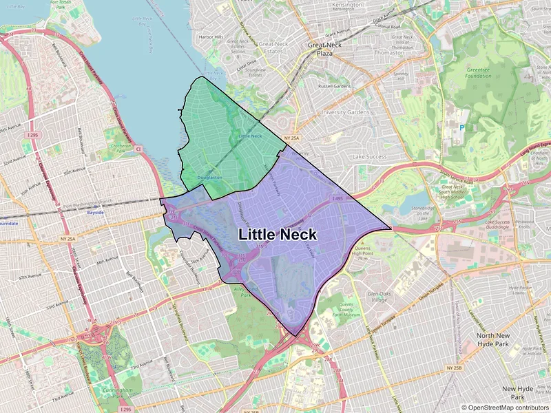 Map of Little Neck, New York and ZIP codes