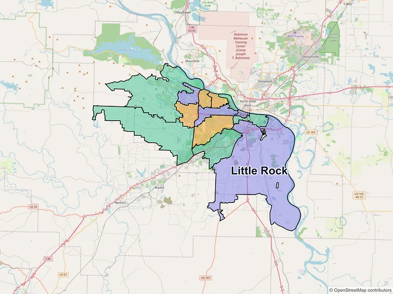 Map of Little Rock, Arkansas and ZIP codes