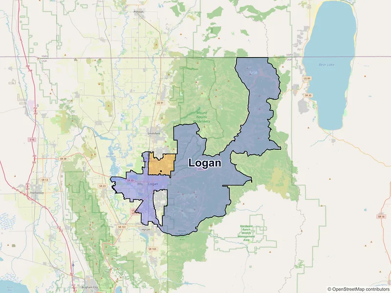 Map of Logan, Utah and ZIP codes