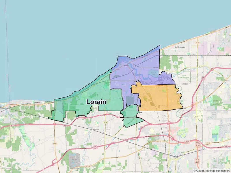 Map of Lorain, Ohio and ZIP codes