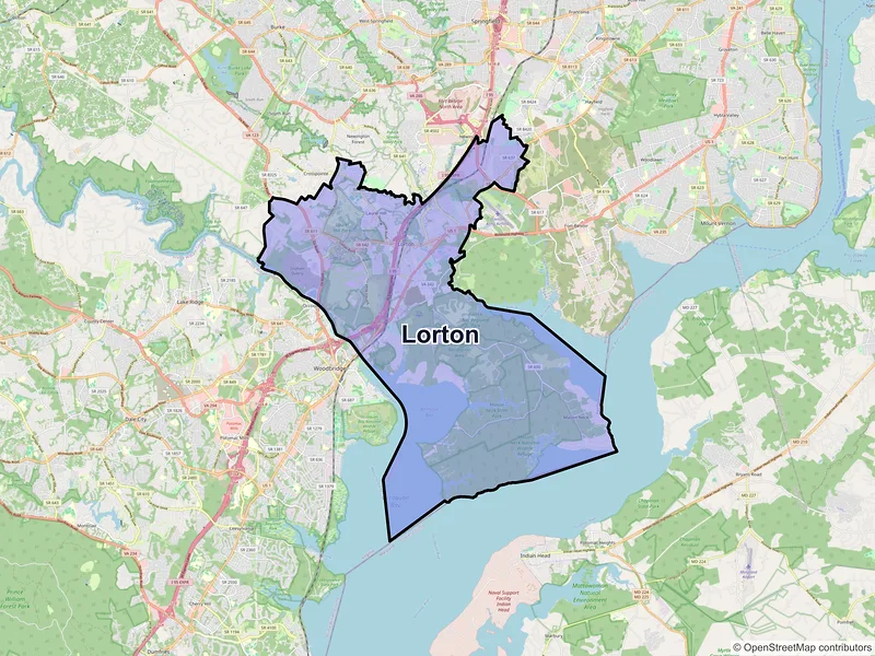 Map of Lorton, Virginia and ZIP codes