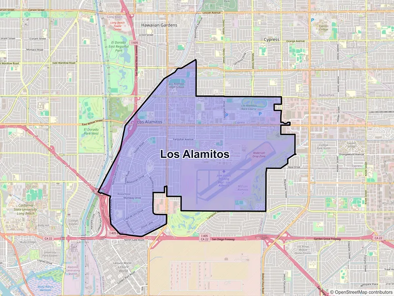 Map of Los Alamitos, California and ZIP codes