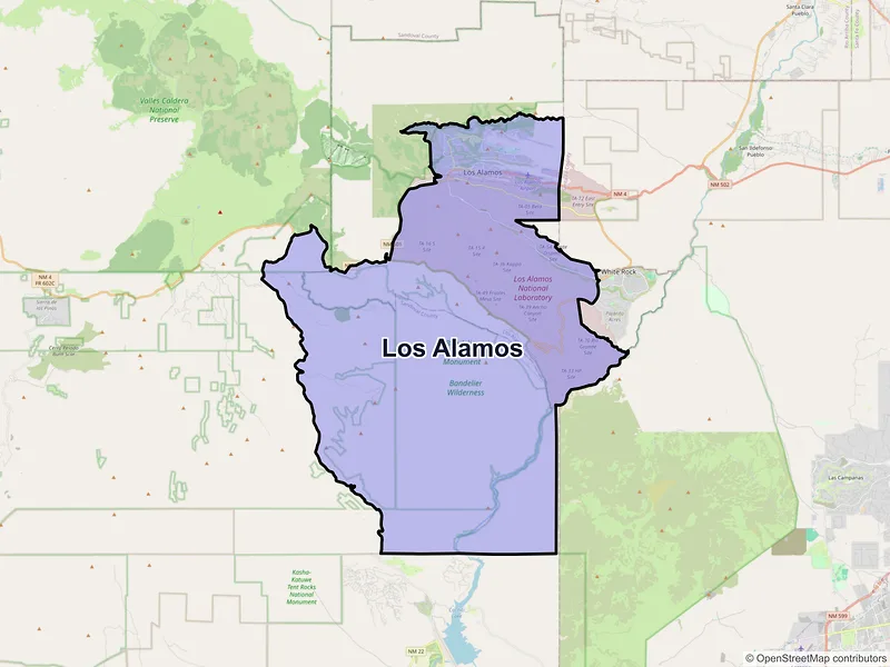 Map of Los Alamos, New Mexico and ZIP codes