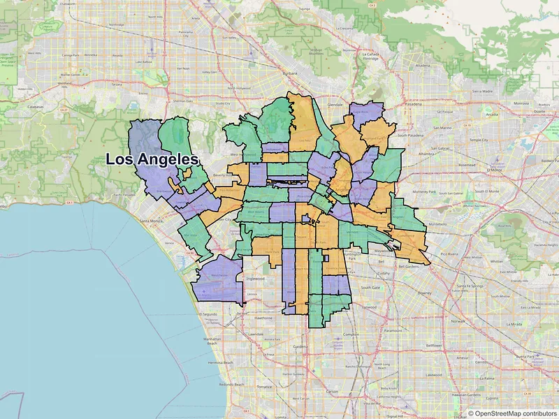 Map of Los Angeles, California and ZIP codes