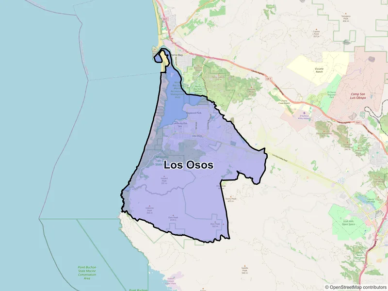 Map of Los Osos, California and ZIP codes