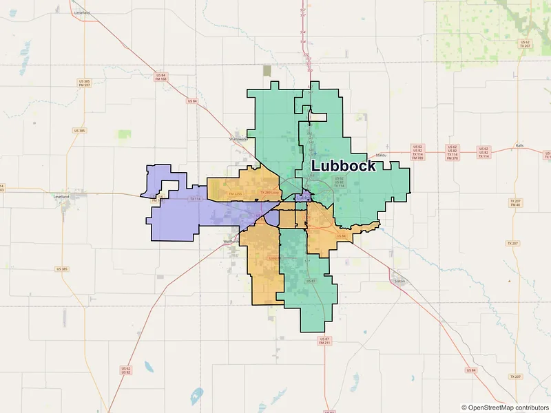 Map of Lubbock, Texas and ZIP codes