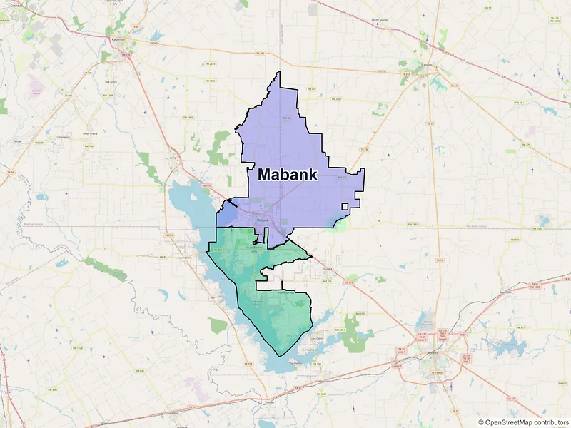 Map of Mabank, Texas and ZIP codes