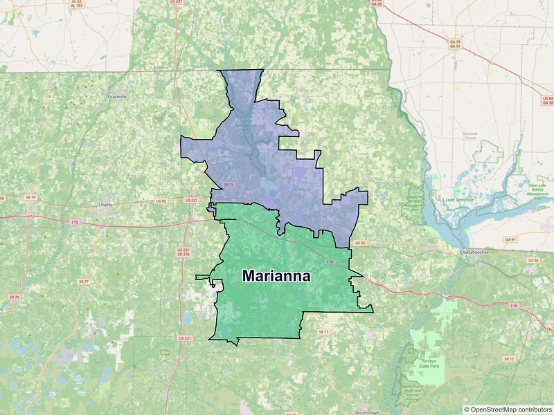 Map of Marianna, Florida and ZIP codes